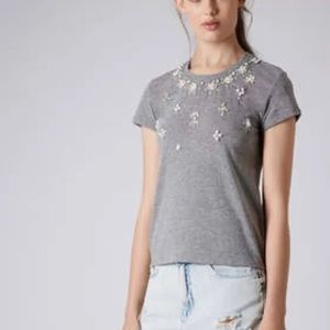 SALE Topshop Embellished Grey Tee